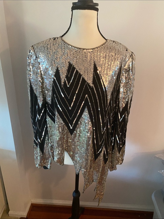 Judith Ann Creations Tops - Saks FIfth Avenue Judith ann silk sequin asymmetrical top vintage